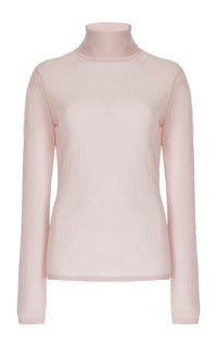Costa Knit Turtleneck in Blush Cashmere Silk
