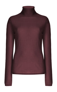 Costa Knit Turtleneck in Deep Bordeaux Cashmere Silk