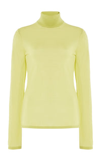 Costa Knit Turtleneck in Lime Adamite Cashmere Silk