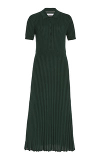 Amor Knit Midi Dress in English Green Cashmere Silk