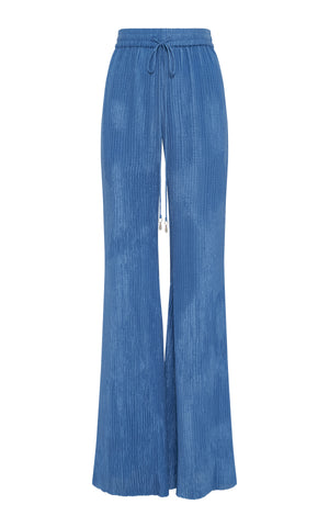 Claude Flare Pant in Sky Plisse Silk