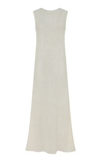 Carling Maxi Dress in Ivory Plisse Silk
