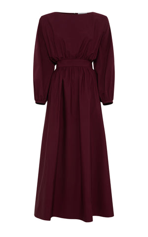 Ahmose Maxi Dress in Bordeaux Sea Island Cotton