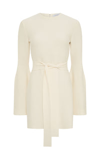 Tenas Knit Mini Dress in Ivory Merino Wool Cashmere