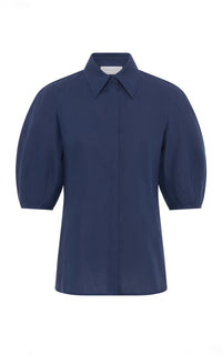 Sansi Top in Electric Navy Aloe Linen
