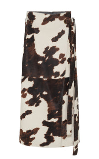 Idalia Midi Skirt in Ivory Cognac Multi Pony Hair