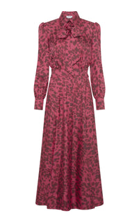Phelan Maxi Shirtdress in Fuchsia Printed Silk
