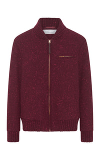 Winslow Knit Bomber in Bordeaux & Fuchsia Speckled Cashmere