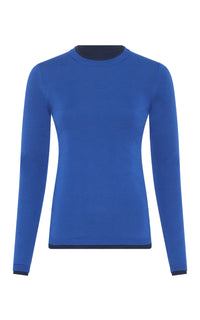Leif Knit Sweater in Electric Navy Cobalt Cashmere Silk