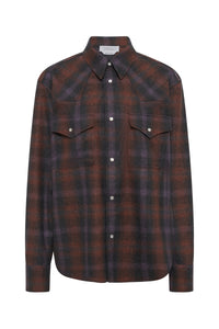 Dixon Western Shirt in Tonic Orange Multi Wool Cashmere
