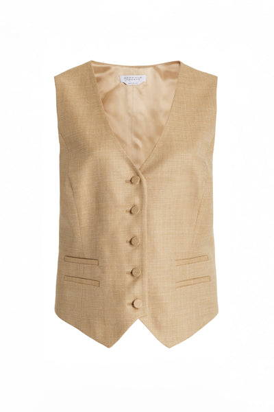 Coleridge Vest in Hay Virgin Wool and Silk Linen – Gabriela