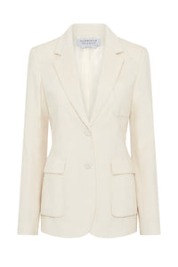 Louisa Blazer in Ivory Sea Island Cotton Corduroy