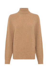 Wigman Knit Turtleneck Sweater in Camel Cashmere