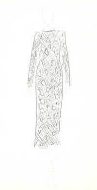 Romeo Crochet Maxi Dress in Black Merino Wool with Nappa Leather Patches