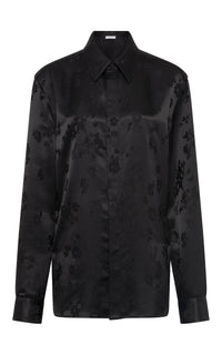 Cruz Shirt in Black Embroidered Silk