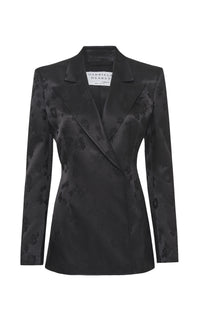 Aleah Blazer in Black Embroidered Silk