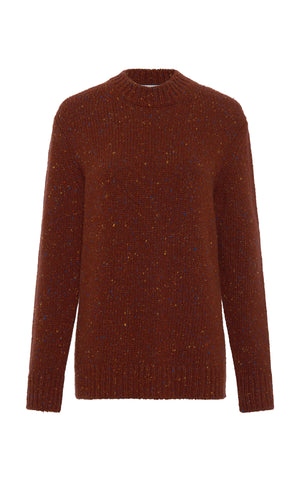 Alfie Knit Sweater in Burnt Sienna Multi Speckle Cashmere