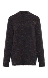 Alfie Knit Sweater in Charcoal Multi Speckle Cashmere