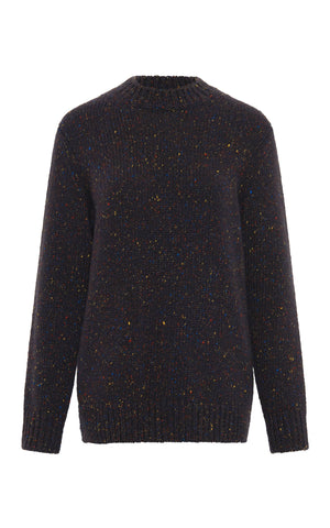 Alfie Knit Sweater in Charcoal Multi Speckle Cashmere