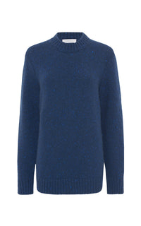 Alfie Knit Sweater in Electric Navy Speckled Cashmere