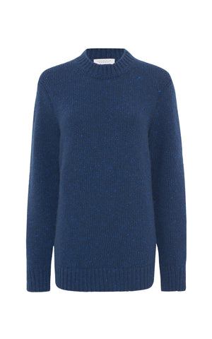 Alfie Knit Sweater in Electric Navy Speckled Cashmere