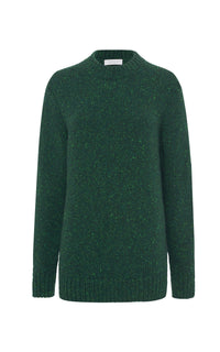 Alfie Knit Sweater in English Green Speckled Aran Cashmere