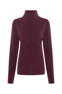Almoner Knit Turtleneck Sweater in Plum Silk