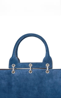 Large Amethyst Tote Bag in Navy Suede