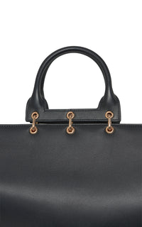Large Amethyst Tote Bag in Black Nappa Leather