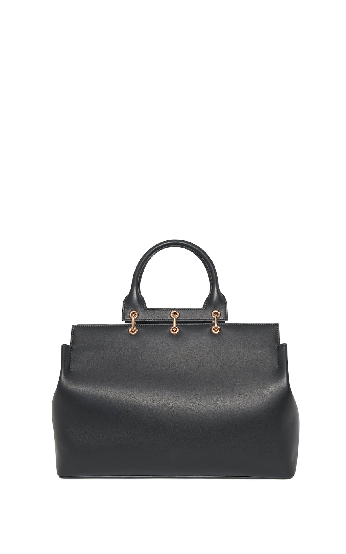 Large Amethyst Tote Bag in Black Nappa Leather