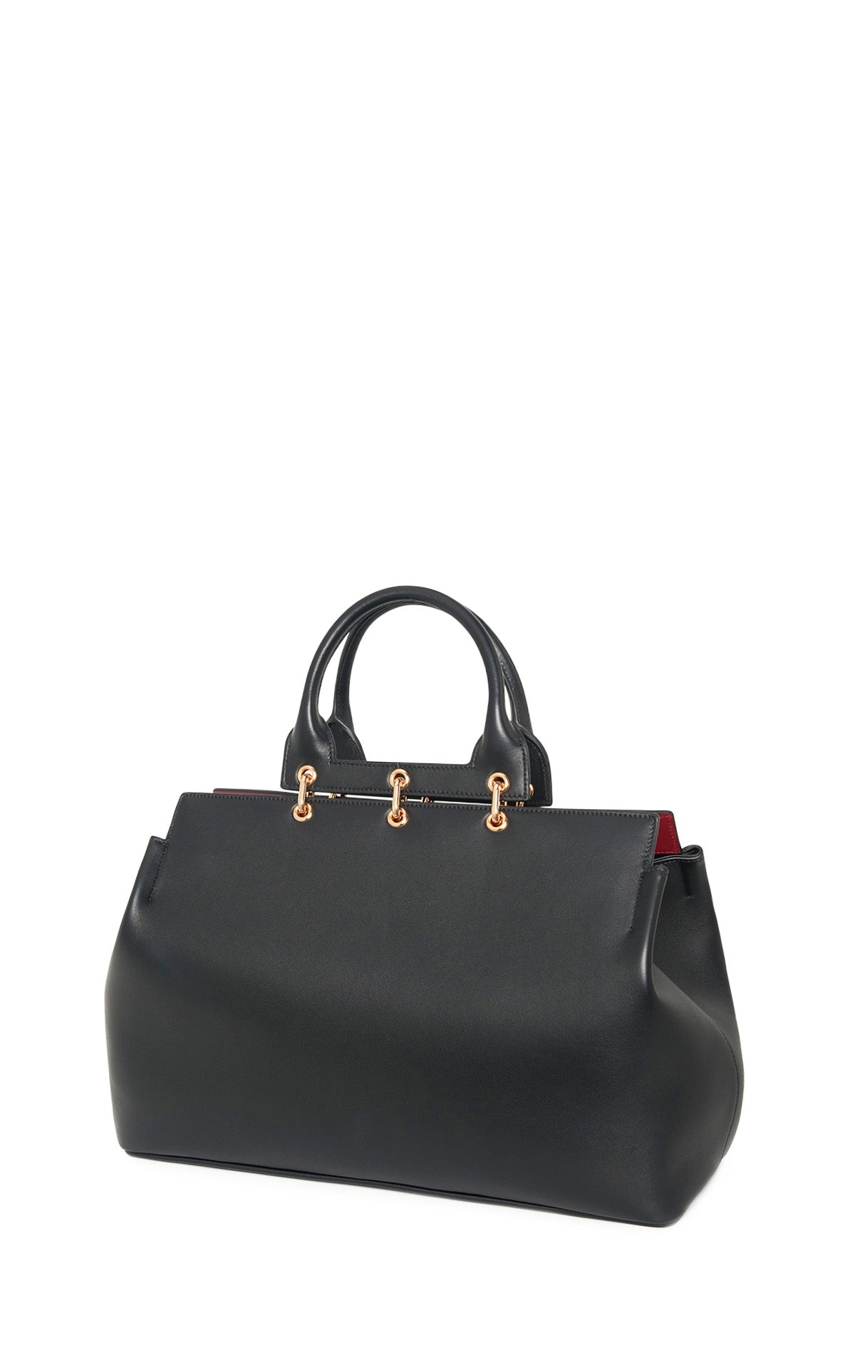 Large Amethyst Tote Bag in Black Nappa Leather