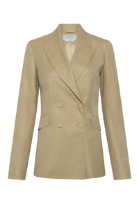 Angela Blazer in Hay Virgin Wool Silk with Linen