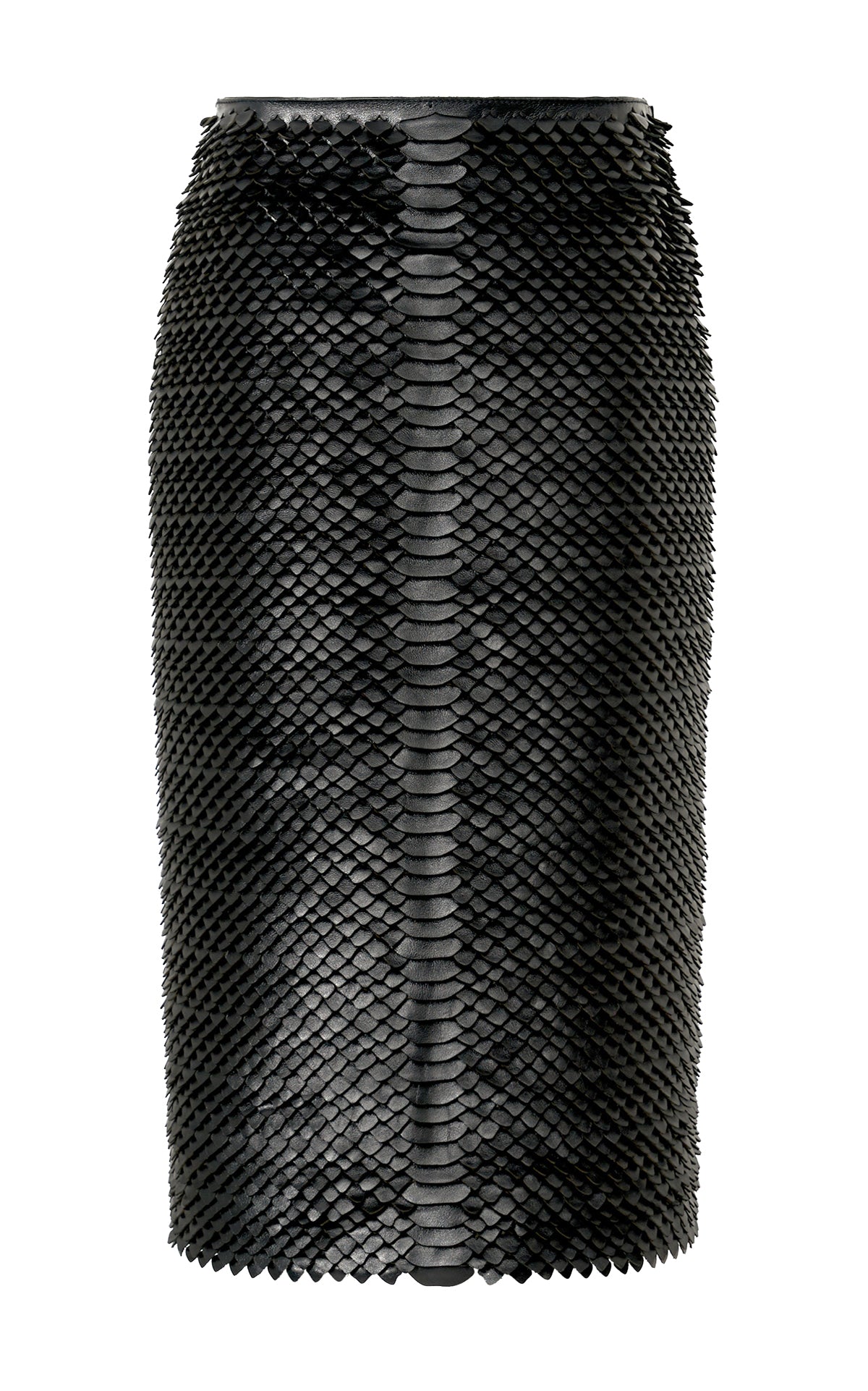 Antia Midi Skirt in Black Leather Snake Scales