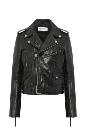 Anton Biker Jacket in Black Lizard