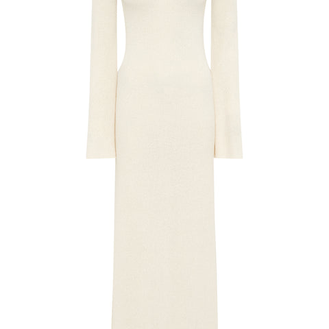 white knit long sleeve dress Women's Off-White Silk Maxi classy white dress for funeral
