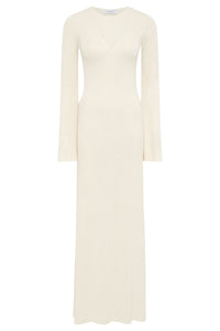 Arisen Knit Maxi Dress in Off White Mulberry Silk