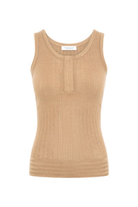 Alethe Tank in Camel Cashmere Silk