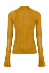 Aveda Knit Mockneck Sweater in Golden Birch Silk