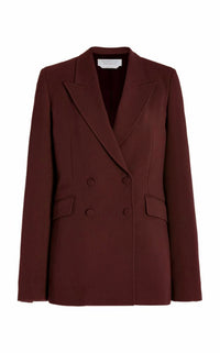 Stephanie Blazer in Deep Bordeaux Virgin Wool Crepe