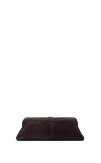 Paola Clutch in Dark Brown Suede