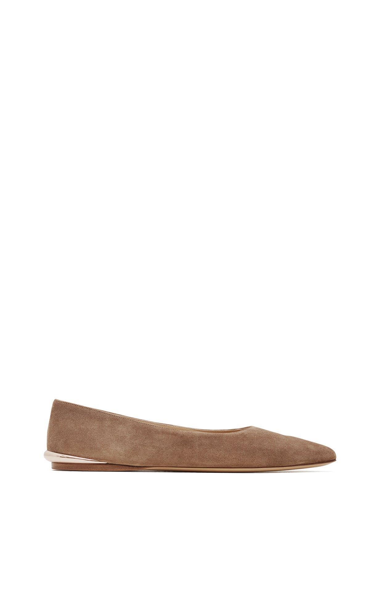 Fleur Ballerina Flat Shoe in Dark Sand Suede
