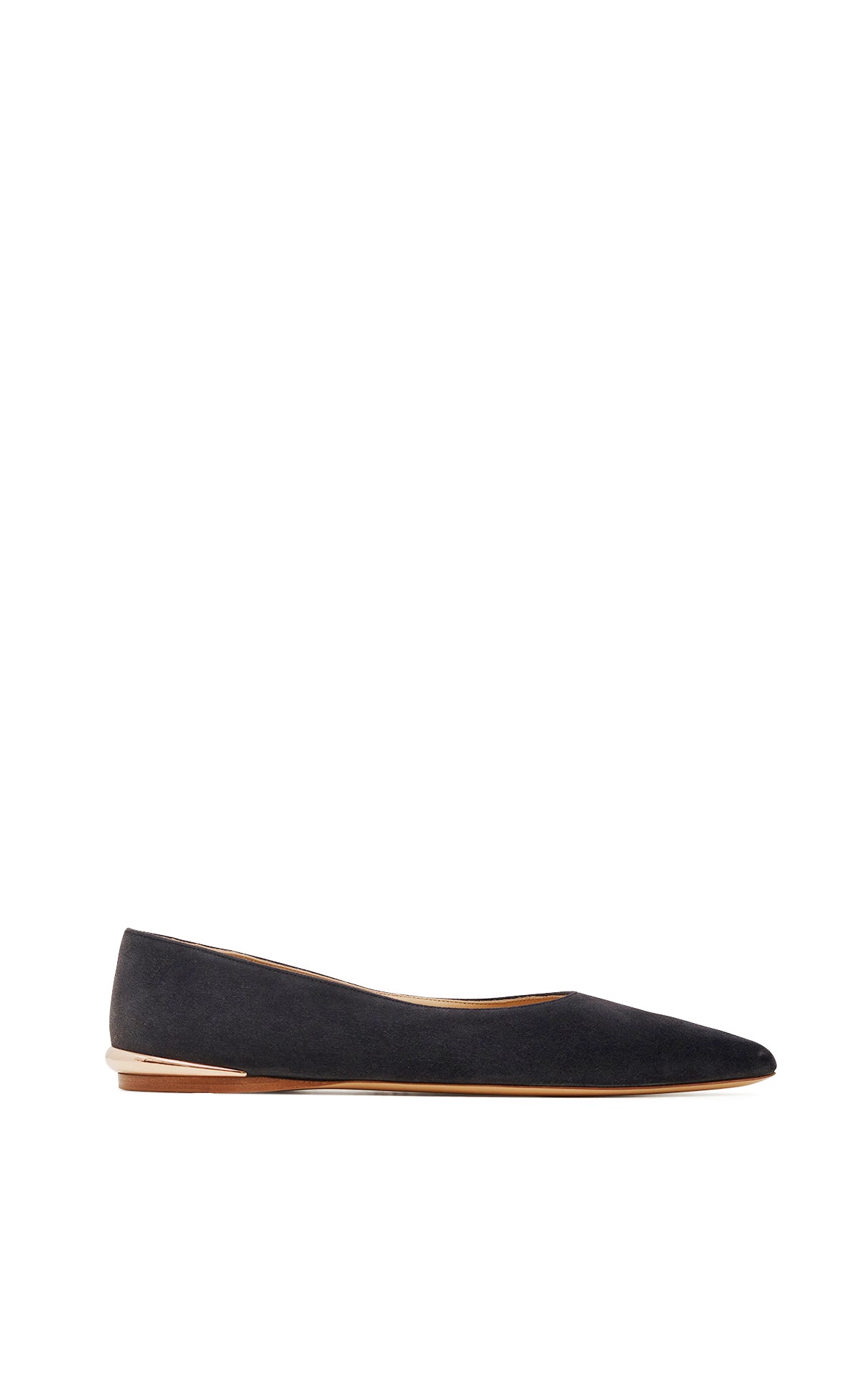 Fleur Ballerina Flat Shoe in Charcoal Suede
