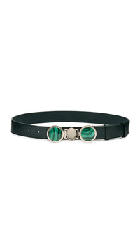 Grange Belt with Stone in Bottle Green Leather
