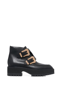 Apollo Platform Ankle Boot in Black Leather