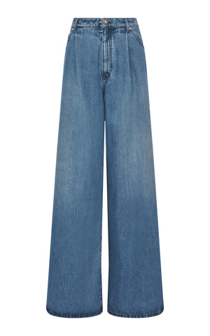 Brenn Wide-leg Jean in Uruguayan Blue Recycled Cotton Denim