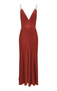 Brigita Slip Dress in Burnt Sienna Double Satin