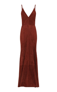 Brigita Slip Dress in Burnt Sienna Suede
