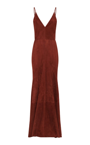 Brigita Slip Dress in Burnt Sienna Suede