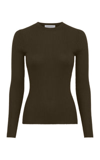 Browning Knit Sweater in Olive Cashmere Silk