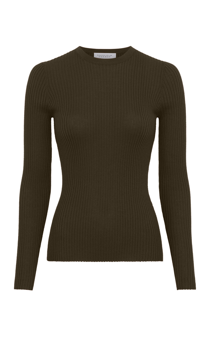 Browning Knit Sweater in Olive Cashmere Silk